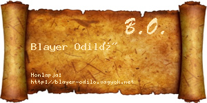 Blayer Odiló névjegykártya